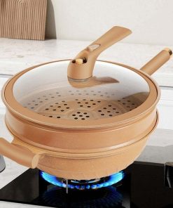 蒸し器バスケット付き中華鍋