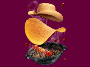 Barbeque Pringles flavor stack with grill and hat
